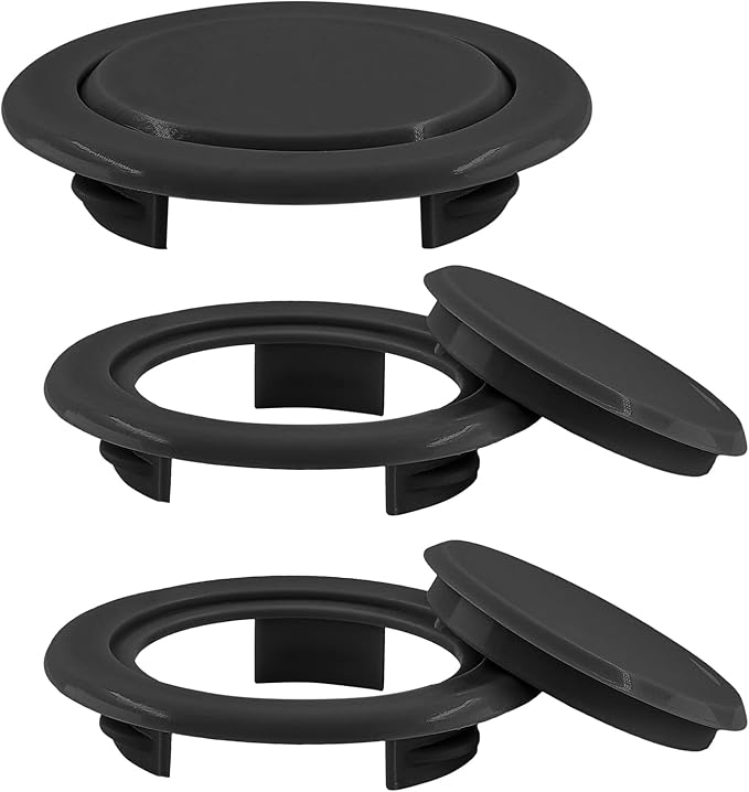 Biaungdo 3 Sets 2 Inch Outdoor Patio Table Umbrella Hole Ring and Cap Set, Standard Size Garden Beach Tablet Thicker Hole Ring Plug and Cap Set(Black)