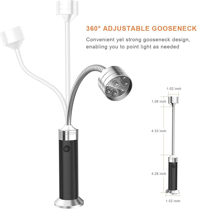 Barbecue Grill Light Grilling Accessories, Father's Day Gifts for Men Dad Boyfriend Husband, Outdoor BBQ Magnetic LED Lights Flexible Gooseneck Weather Resistant Batteries Included 2 Pack
