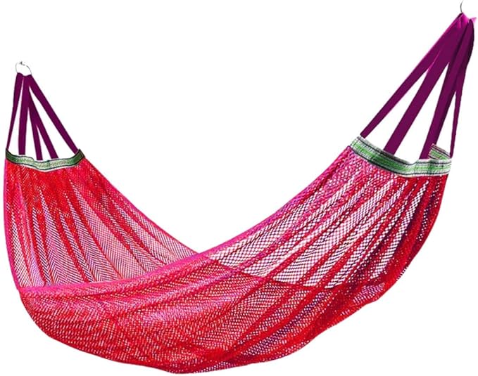 Portable Rayon Rope Hammock Multi-Purpose Outdoor Camping Mesh Breathable Portable Sturdy Hammock Comfortable(Rojo)