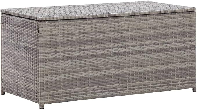 Patio Storage Box Poly Rattan 39.4"x19.7"x19.7" Gray Patio Garden Outdoor Storage Container, Furniture Deck Box (Weight:22.05 lbs) -AA