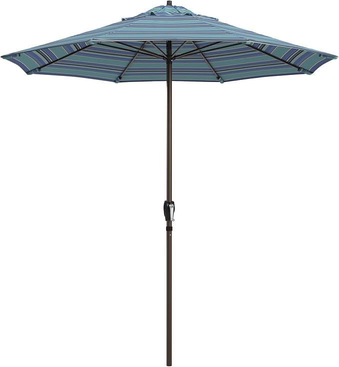 California Umbrella 12-Year Protection 7.5-Ft Outdoor Patio Umbrella, Sunbrella Fade-Resistant Fabric, Auto-Tilt, Heavy Duty Aluminum Frame, 8 Reinforced Ribs for Pool or Deck, Bronze Pole, Dolce Oasis