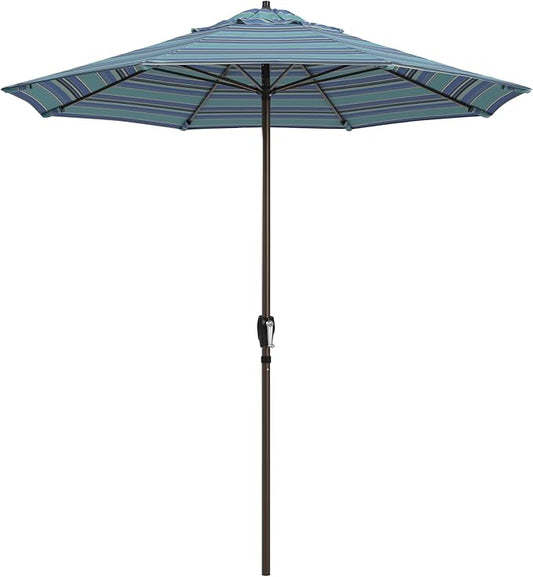 California Umbrella 12-Year Protection 7.5-Ft Outdoor Patio Umbrella, Sunbrella Fade-Resistant Fabric, Auto-Tilt, Heavy Duty Aluminum Frame, 8 Reinforced Ribs for Pool or Deck, Bronze Pole, Dolce Oasis