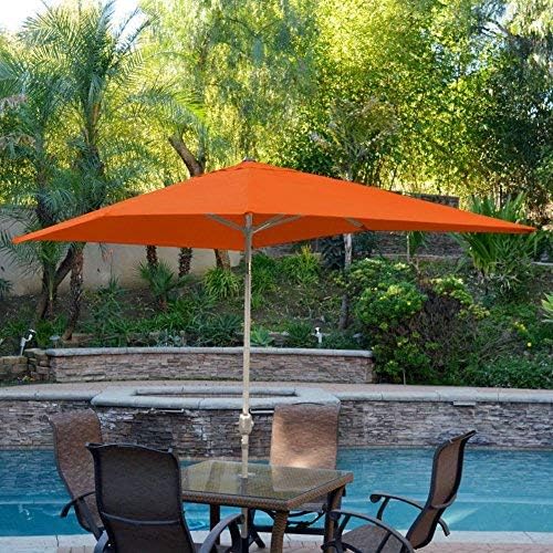 Jeco Aluminum Patio Market Umbrella Tilt with Crank, Fabric & Bronze Pole, Orange, 6.5' x 10'