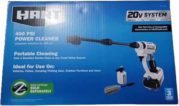 HART 20-Volt Cordless Pressurized Vehicle Cleaner Portable Cleaning | 400 psi