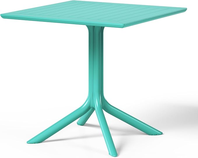 WestinTrends Playa 31.5" Square Outdoor Plastic Resin Patio Dining Table for 4, Turquoise
