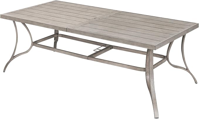 Patio Dining Table for 8, Never Rusts Aluminum Outdoor Dining Table, 84" x 38.6" Rectangular Patio Table for Outside, Outdoor Patio Table for Deck, Garden Poolside, Limed Oak