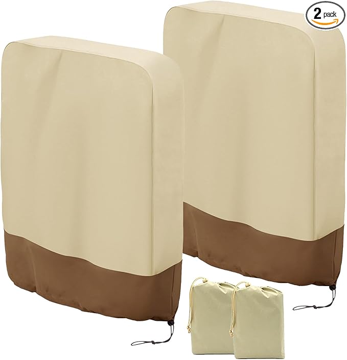 Zero Gravity Chair Covers 2 PCS, Outdoor Zero Gravity Folding Patio Chair Covers Waterproof Dustproof Gravity Chair Cover with Storage Bag(32.3" W x 7.9" D x 36.6" H) (Beige)