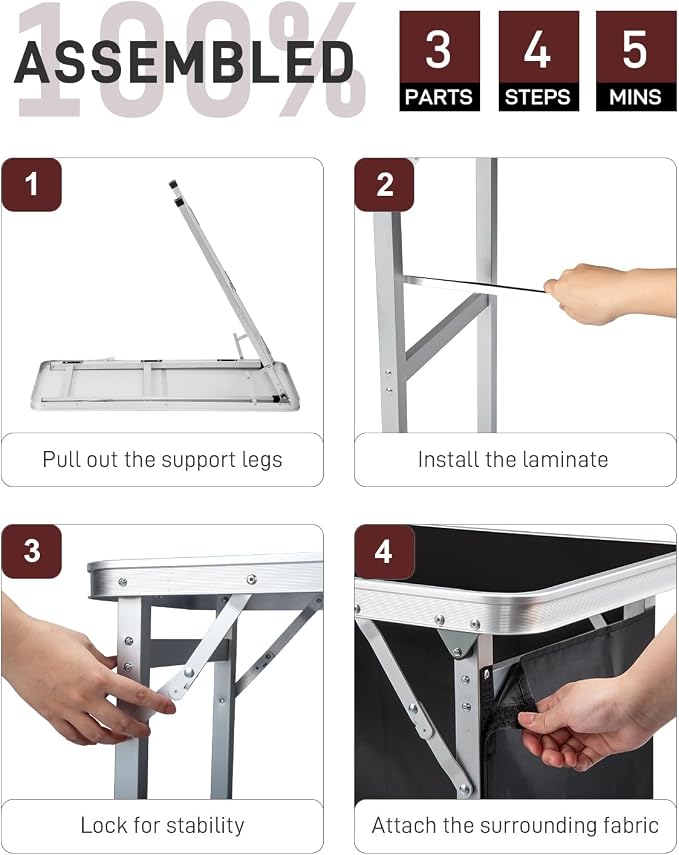 Outvita Portable Bar Table, 2pcs Outdoor Folding Mobile Bar Counter with 2 Tier Shelves and Black Skirt for Wedding Party Birthday Commercial Activity Musical Festival 39 "L x 34" H