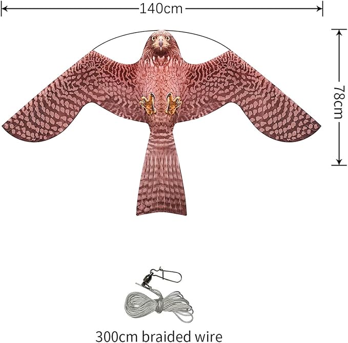 Birds Scaring Hawk Flying Kite Professional Pigeon Scarer only Kite(Brown-Pink)
