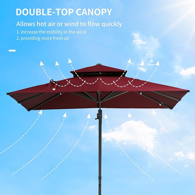 Outsunny 10ft Offset Patio Umbrella, Hanging Cantilever Umbrella, Square Shape, Aluminum Cross Base, Tilt, 360-Degree Rotation
