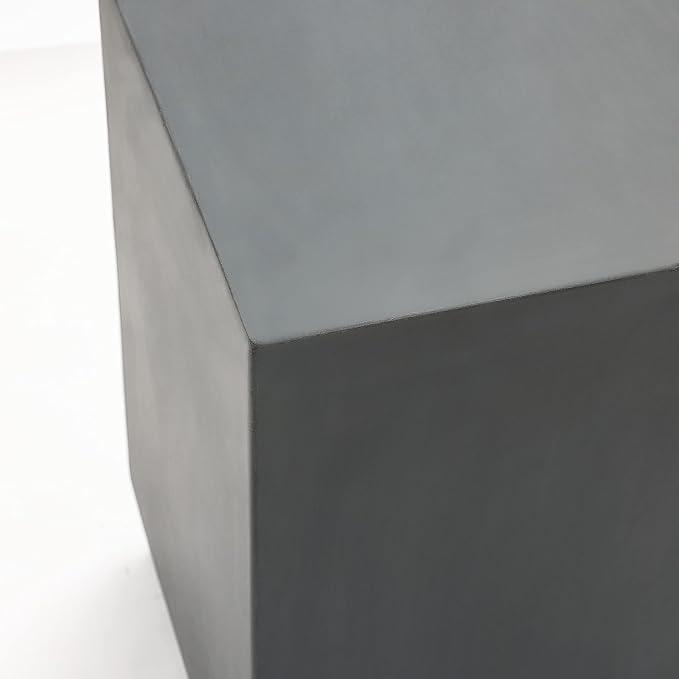 LuxenHome 18'' Outdoor Side Table, Minimalist Charcoal Gray Square Outside End Tables, Small Accent Table for Indoor, Outdoor, Porch, Poolside, Backyard, Modern Patio Furniture, Plant Stand