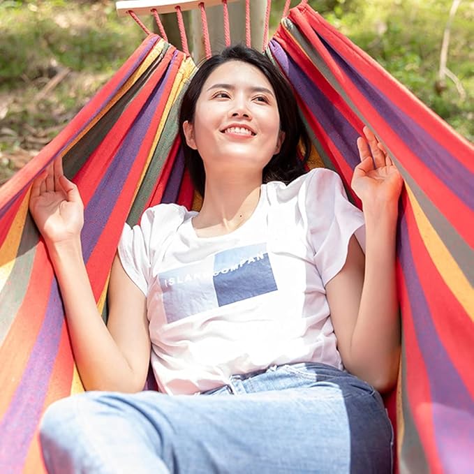 Camping Hammock, Hammock for Camping Single & Hammocks Gear for The Outdoors Backpacking Survival Or Travel - Portable Lightweight Parachute Nylon(A)
