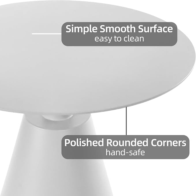 19.5" Round Outdoor Coffee Table, Weather-Resistant Aluminum Side Table for Patio, Balcony, Garden & Bedroom, White