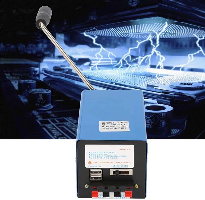 20W Manual Hand Cranking Generator,3V/5V/6V/9V/12V/15V USB Charging Outdoor Convenient Generator 2000RPM USB Charging Emergency Dynamotor for Camping Outdoor Emergency Charging