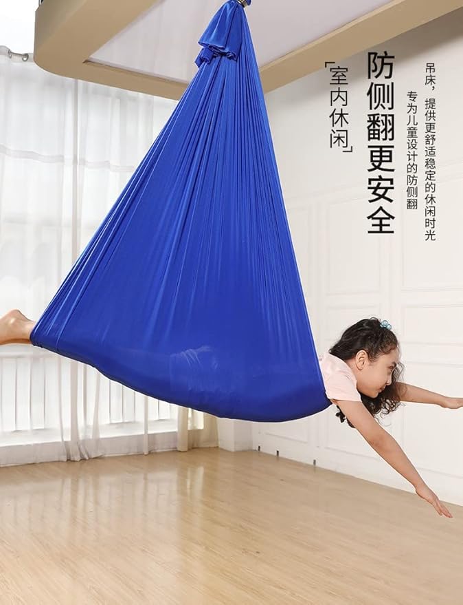 Sensory Swing, Therapy Compression Cuddle Adjustable Hammock for Sensory Processing, Indoor & Outdoor Snuggle Use - Ideal for Special Needs Sensory Integration (Hardware Kit Included) Blue