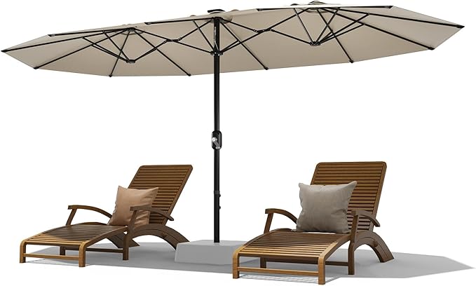 13ft Patio Umbrella with Double Canopy, Commercial Grade Extra Large Outdoor Market Umbrella for Patio Table, Pool & Backyard, Heavy Duty Aluminum Pole & Fiberglass Ribs, Parasol-Style Fabric, No Base