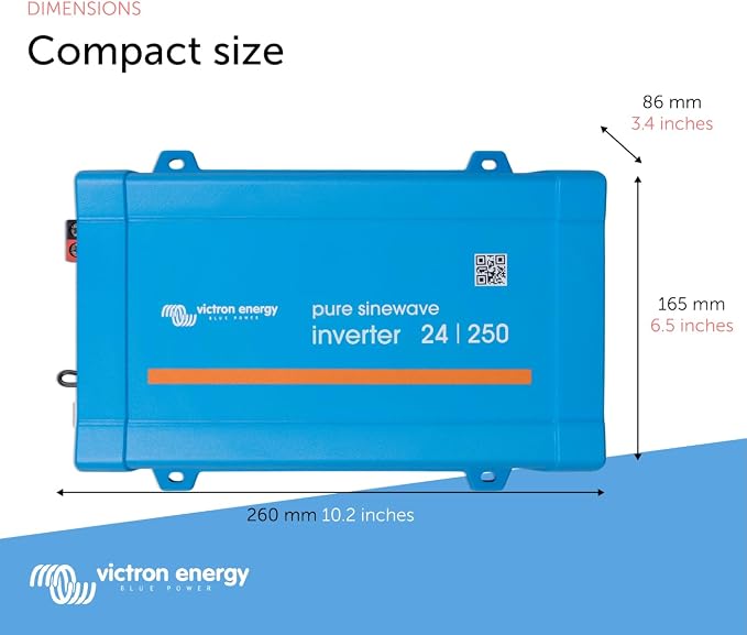 Victron Energy 250VA 24-Volt 120V AC Pure Sine Wave Inverter, NEMA 5-15R