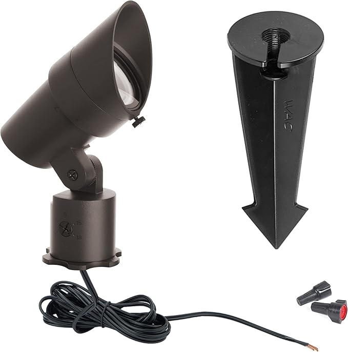 WAC Landscape Lighting, LED 12V Medium Size Accent Light with Adjustable Beam Angle and Integral Brightness Control 50-1300 Lumens 3000K Warm White Built-in LED in Bronze