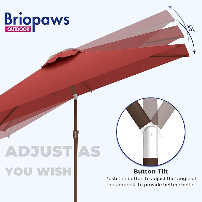 BRIOPAWS 6.5X10 FT Rectangular Patio Umbrella with Base Included | Rectangle Outdoor Umbrellas | 6 Sturdy Steel Ribs | Push Button Tilt & Crank | Heavy Duty for Garden Lawn Deck Backyard Pool |
