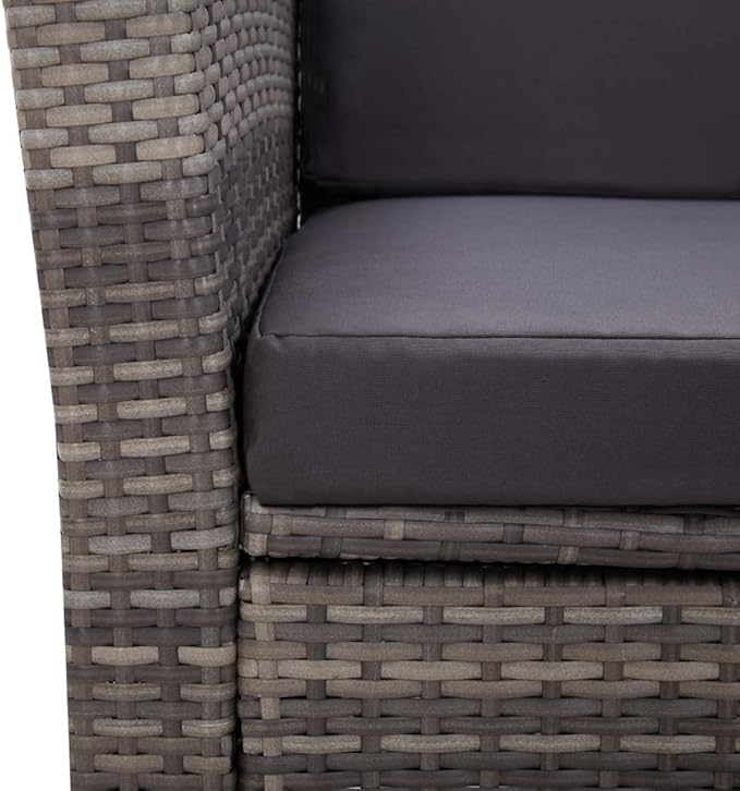 4 Piece Patio Lounge Set,PE Rattan Outdoor Furniture Set,Patio Conversation Sofa Set,Garden Backyard Poolside Patio Seating Set,with Cushions Poly Rattan Gray