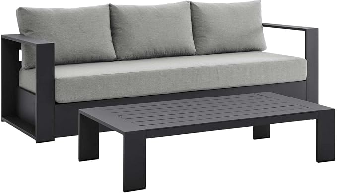 Modway Tahoe 2-Piece Fabric/Powder-Coated Aluminum Outdoor Set in Gray