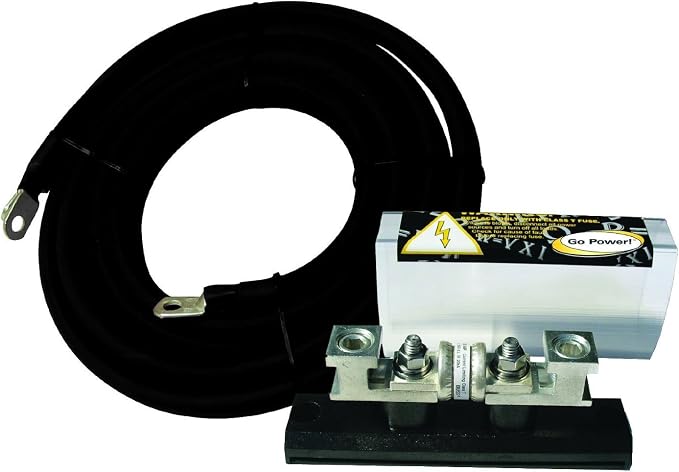 Go Power GP-DC-KIT5 DC Installation Kit for 2600-6000-Watt Inverters, 4/0 AWG Cables, 400 Amp Fuse, Pre-Lugged, Plug & Play, Includes Instructions, 8V & 70V Switchable - Black