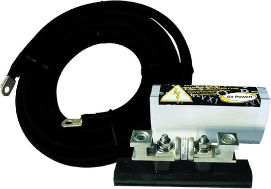 Go Power GP-DC-KIT5 DC Installation Kit for 2600-6000-Watt Inverters, 4/0 AWG Cables, 400 Amp Fuse, Pre-Lugged, Plug & Play, Includes Instructions, 8V & 70V Switchable - Black
