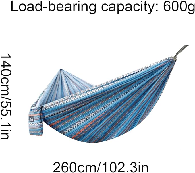 Polyester Hammock with Side Storage Bag for Indoor and Outdoor Multi-Purpose Lightweight Portable Hammock(Blue)