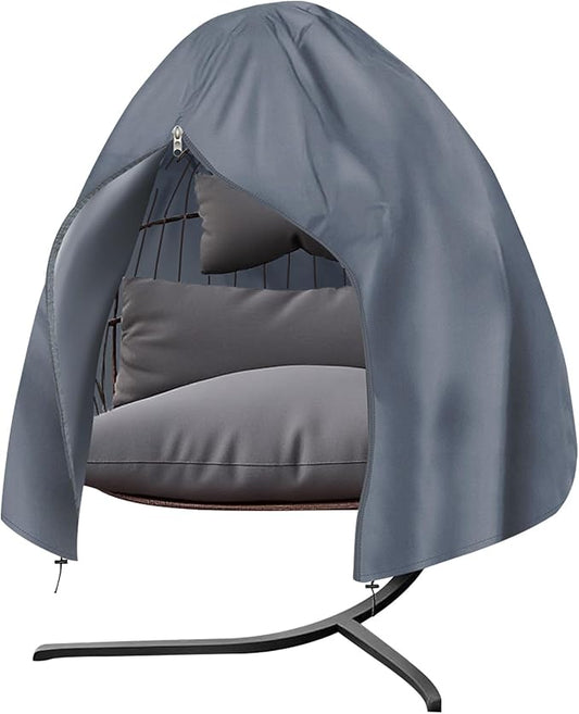 【Upgraded】RICHIE 90”x78” Patio Egg Chair Covers Waterproof & UV Resistant, Heavy-Duty Zippered Cover for Outdoor Egg Swing Chairs, Hanging Chairs, All-Weather Protection for Garden, Balcony - Gray