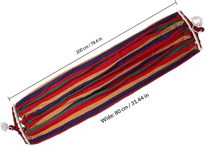 Balacoo Outdoor Camping Hammock Thickened Canvas 200x80cm Single Person Anti-tip Hammock with Curved Rod and Duckbill Buckle for Backyard Picnic and Tree Hanging