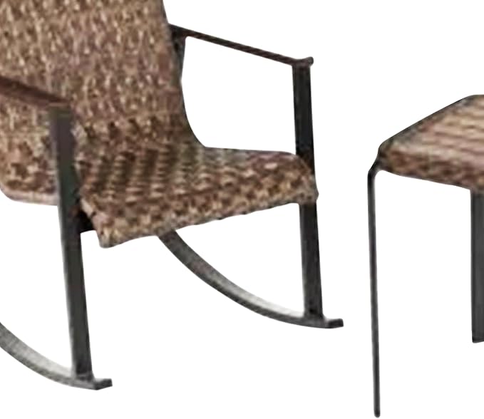 Four Seasons Courtyard Bayside 3 Piece Woven Wicker Patio Furniture Outdoor Seating Conversation Set with 2 Patio Chairs and Table, Brown