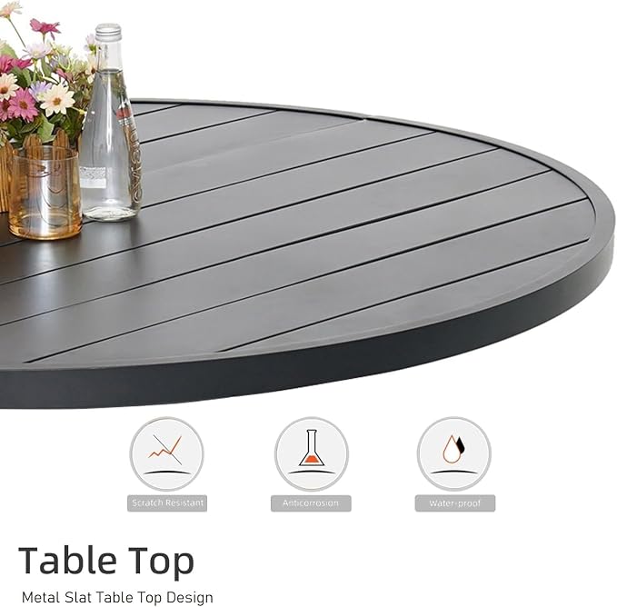 Outdoor Dining Table with 4PCS Swivel Chairs,41" Round Patio Table with Adjustable Umbrella Hole,Stable Patio Dining Set for Home or Outside