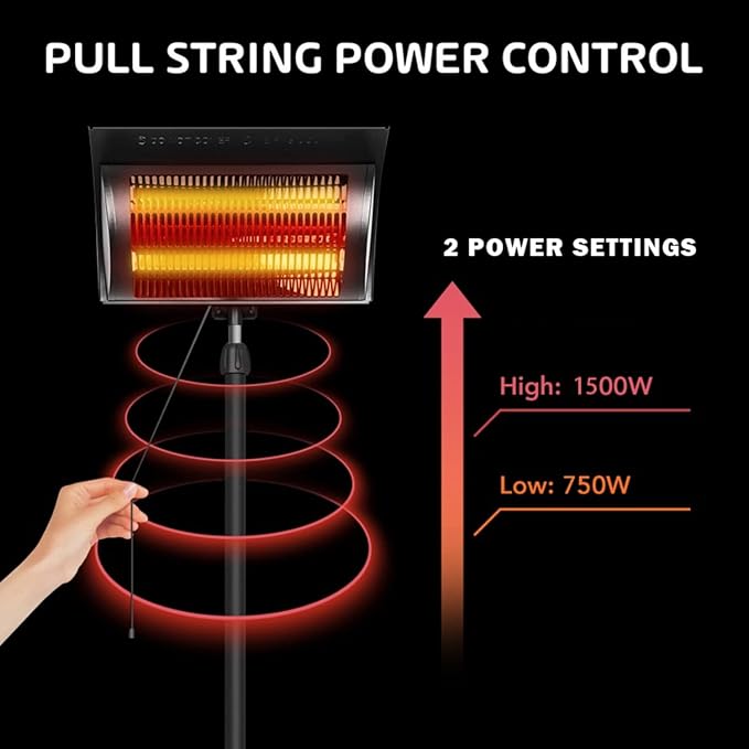 Simple Deluxe, Standing Patio Outdoor Heater for Balcony, Courtyard, With Overheat Protection, 750W/1500W