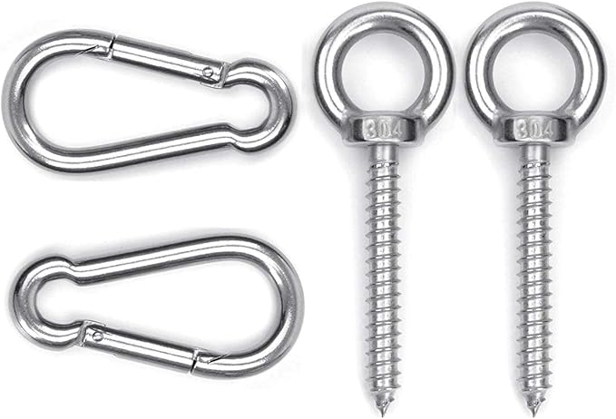 Hammock Hanging Kit, Load Capacity 1400 LBS, Stainless Steel Hooks Heavy Duty Carabiner Set for Hammock Yoga Swing Chair Hook for Indoor, Outdoor, Wall, Trees, Porch
