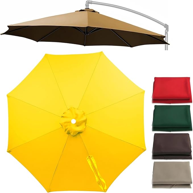 Cantilever Umbrella Replacement Canopy 7.5ft/9ft/10ft/11ft 6/8 Ribs, Fade Resistant Outdoor Offset Patio Umbrella Fabric Cover, Waterproof Shade Top for Deck