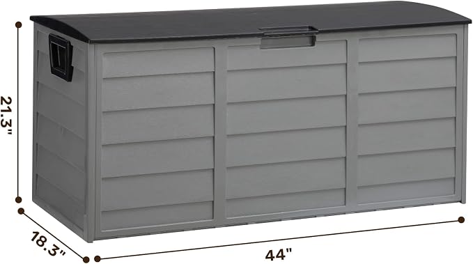 ALIMORDEN Lightweight Resin Deck Box for Patio Furniture, Pool Accessories, and Storage for Outdoor Toys,Large Bin Store Backyard, Home Organization,Grey
