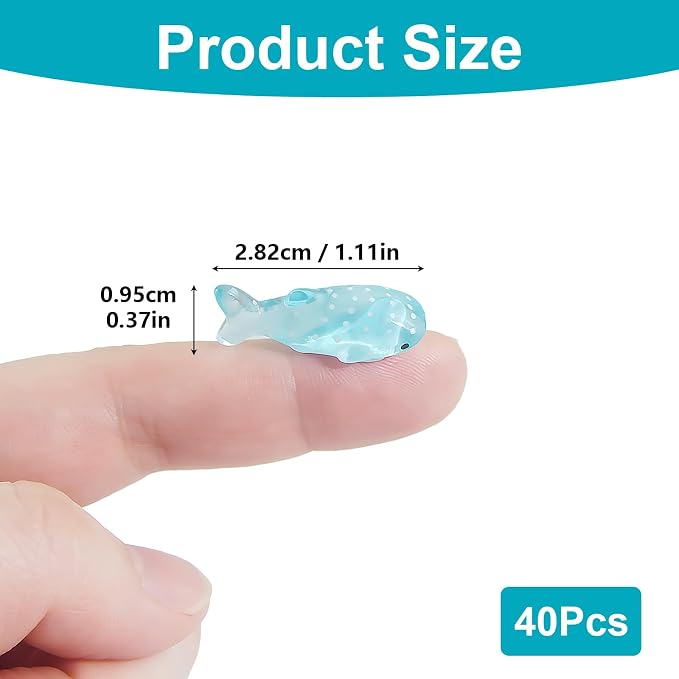 40Pcs Blue Whale Shark Resin Statue, Mini Sharks for Terrarium Decor, Garden Landscapes, Moss Scenes, Desk Miniatures, Whale Shark Decor Resin Art, Miniature Animal Figure Collectible