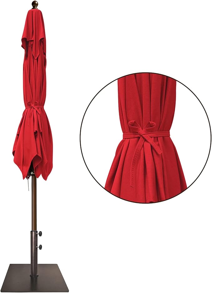 EliteShade USA 10-Year-Non-Fading 6x6Ft Square Market Patio Umbrella, UPF 50+ UV Protection Performance Sun Umbrella, Heavy Duty Commercial Grade Outdoor Table Umbrella with Crank, Windproof Vented Top for Garden, Pool, Deck and Outdoor Playsets, Logo Red