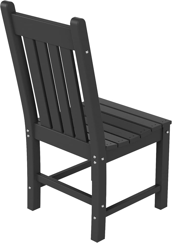 WO Home Furniture Adirondack Patio Dining Chair Table Bench Set of 6 PCS Rectangle Dinner Table Dining Armless Chairs (Gray)