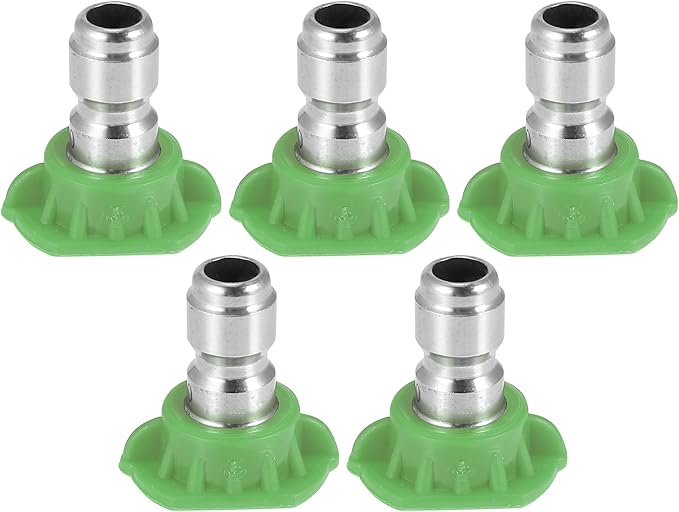 X AUTOHAUX 25 Degrees High Pressure Washer Spray Nozzle Tips Quick Connector Green 5 Pcs