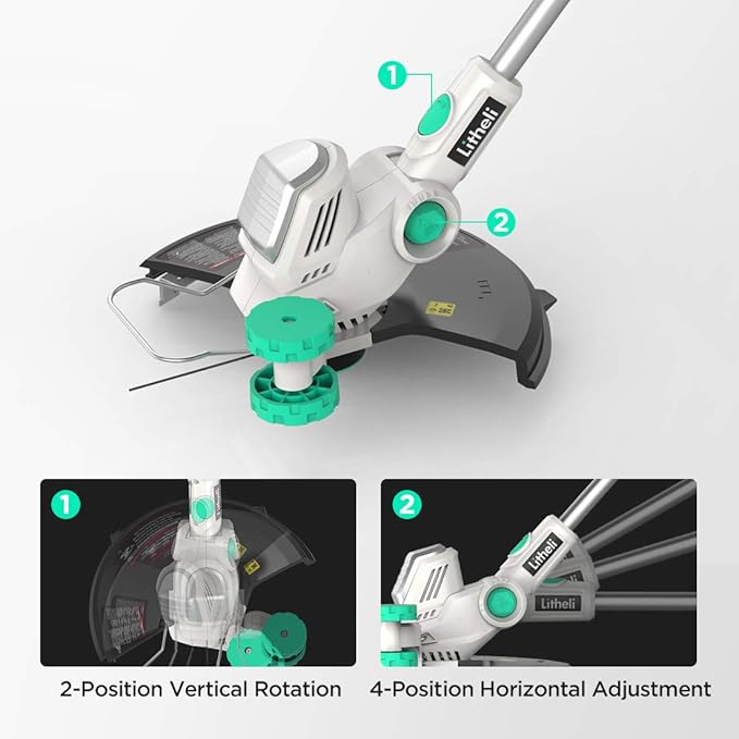 Litheli 40V Cordless String Trimmer, 13" Battery Powered Grass Trimmer & Wheeled Edger, Automatic Line Feed, 2.0Ah Battery and Charger, for Grass Trimming/Edging