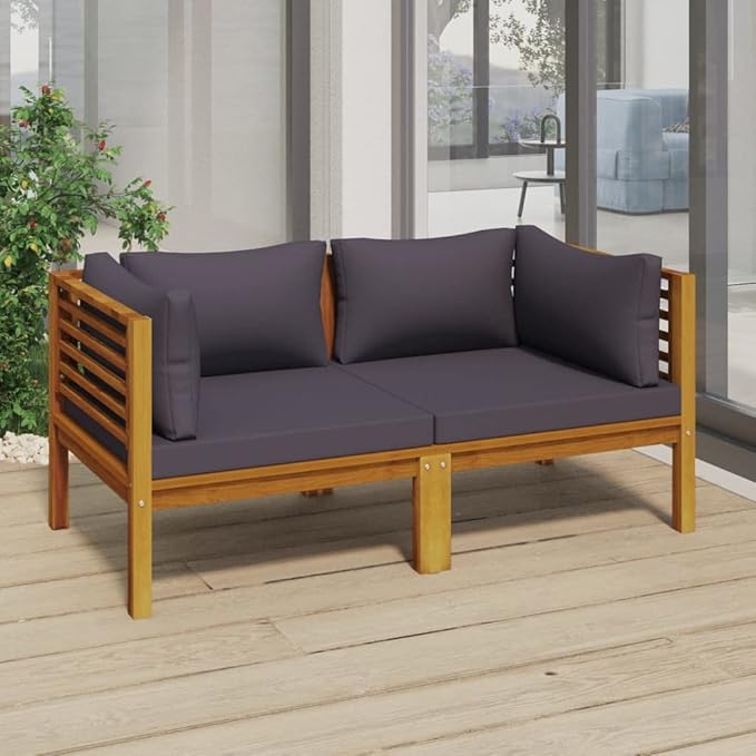 2-Seater Patio Sofa,Outdoor Garden Conversation Set,Patio Outdoor Set Suitable Suitable for Patio,Deck,Balcony,Garden with Cushion Solid Acacia Wood