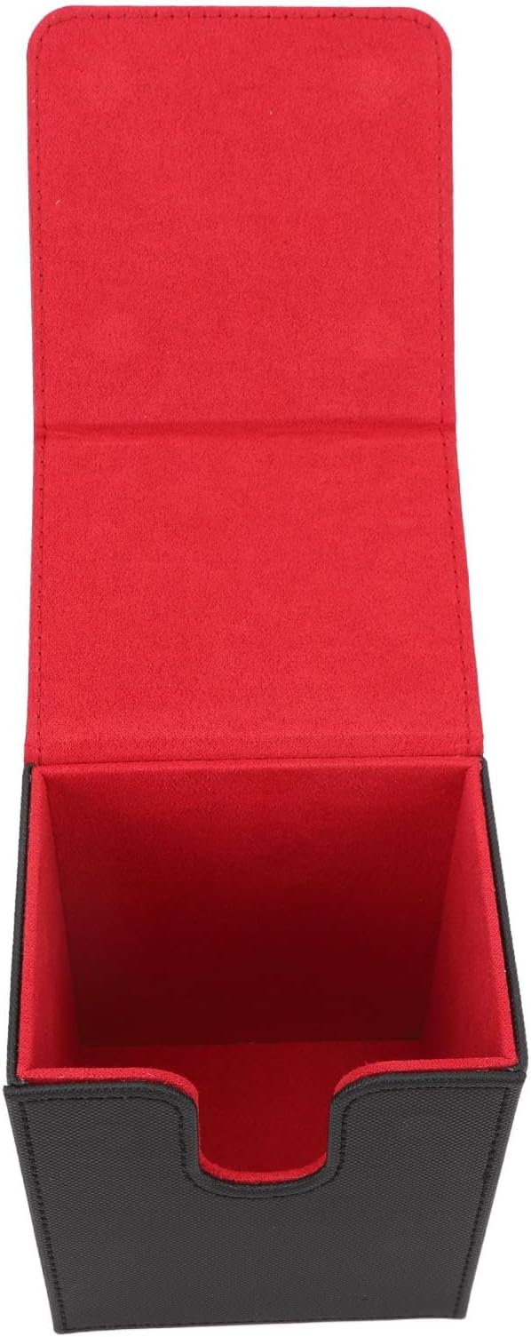 Magnetic Closure Card Deck Box Stylish Portable Storage for More Than 100 Cards in PU Leather (Red Inside)