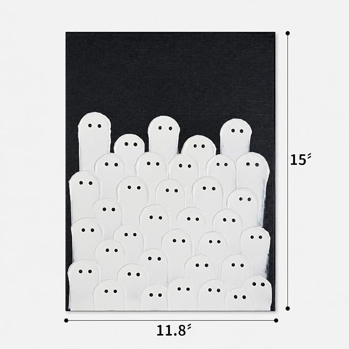 Kindlivery Halloween Decorations, Ghost Wall Art Hand Painted Painting, Unframed Spooky Ghost Artwork, Wall or Tabletop Display, Indoor Decor, For Home Mantel Shelf