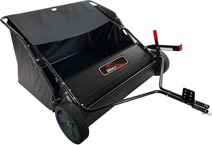 Brinly 42" Tow-Behind Lawn Sweeper in Hammered Finish with High-Velocity Brushes, Textured Black