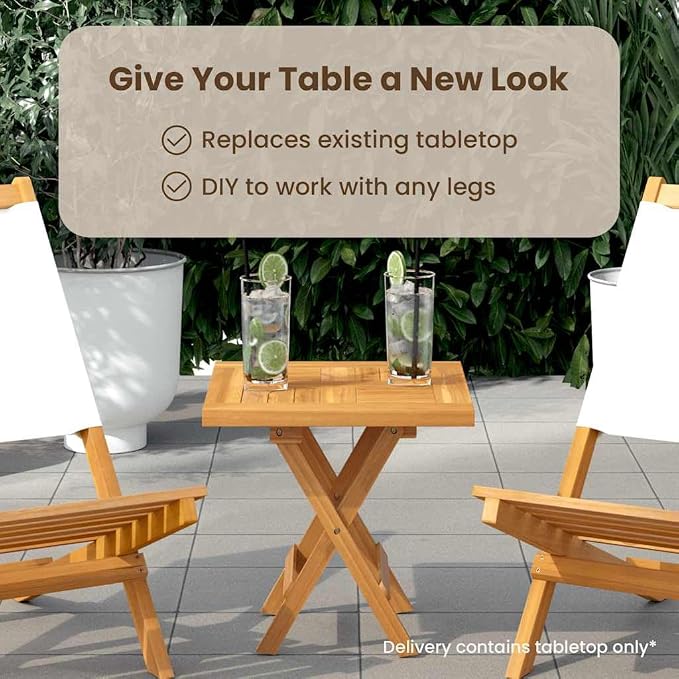 vidaXL Square Table Top, Dining Table Top for Home Kitchen Restaurant Standing Desk Frame, Wooden Table Top Replacement, Solid Wood Teak