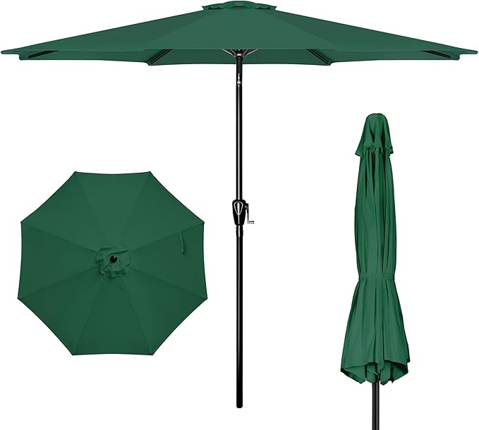 iPower 9ft Patio Umbrella Outdoor Table Umbrellas with 8 Sturdy Ribs, Push Button Tilt and Crank for Yard, Pool and Garden