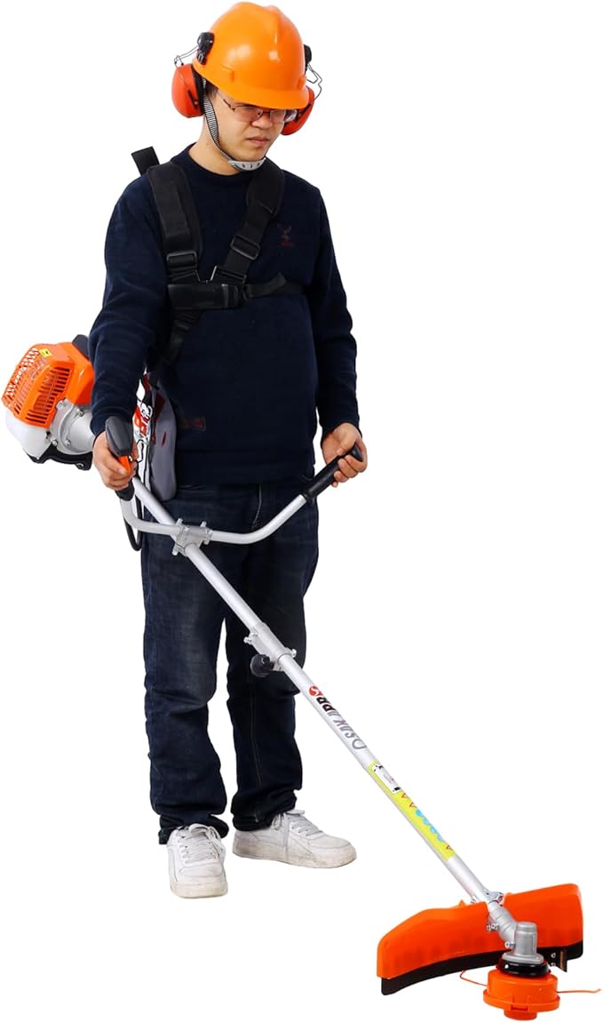 52cc 2-Cycle Weed Wacker Gas Powered, 2-in-1 Gas String Trimmer/Edger, 3T Brush Cutter 10", Gas Weed Trimmer for Lawn Care, 18" Cutting Path Grass Trimmer, Weed Eater Grass Trimmer for Lawn Care