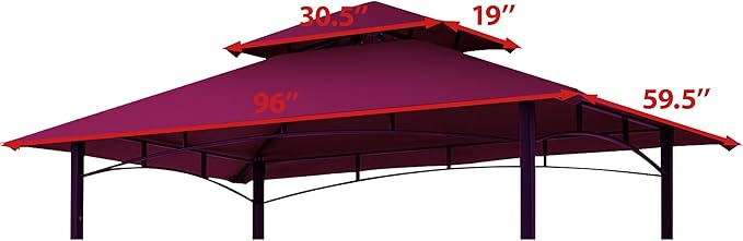 Coastshade Replacement Gill Gazebo BBQ Canopy Top for Model #L-GG001PST-F,8x5 Gazebo Grill Canopy BBQ Gazebos Top Only(Burgundy)