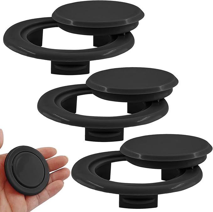Biaungdo 3 Sets 2 Inch Outdoor Patio Table Umbrella Hole Ring and Cap Set, Standard Size Garden Beach Tablet Thicker Hole Ring Plug and Cap Set(Black)